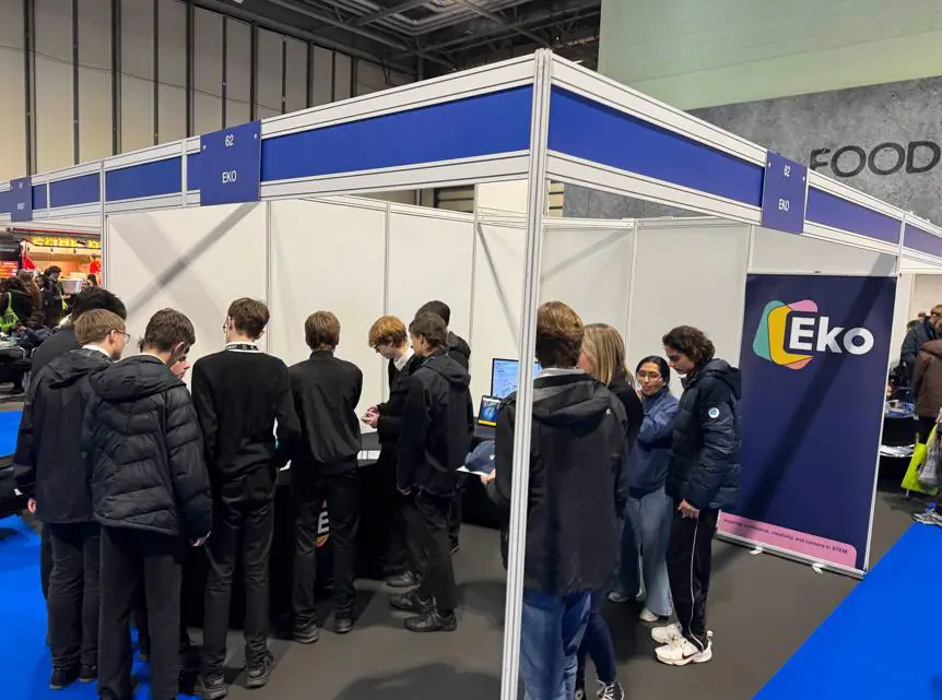 Secondary students at the EKO stand