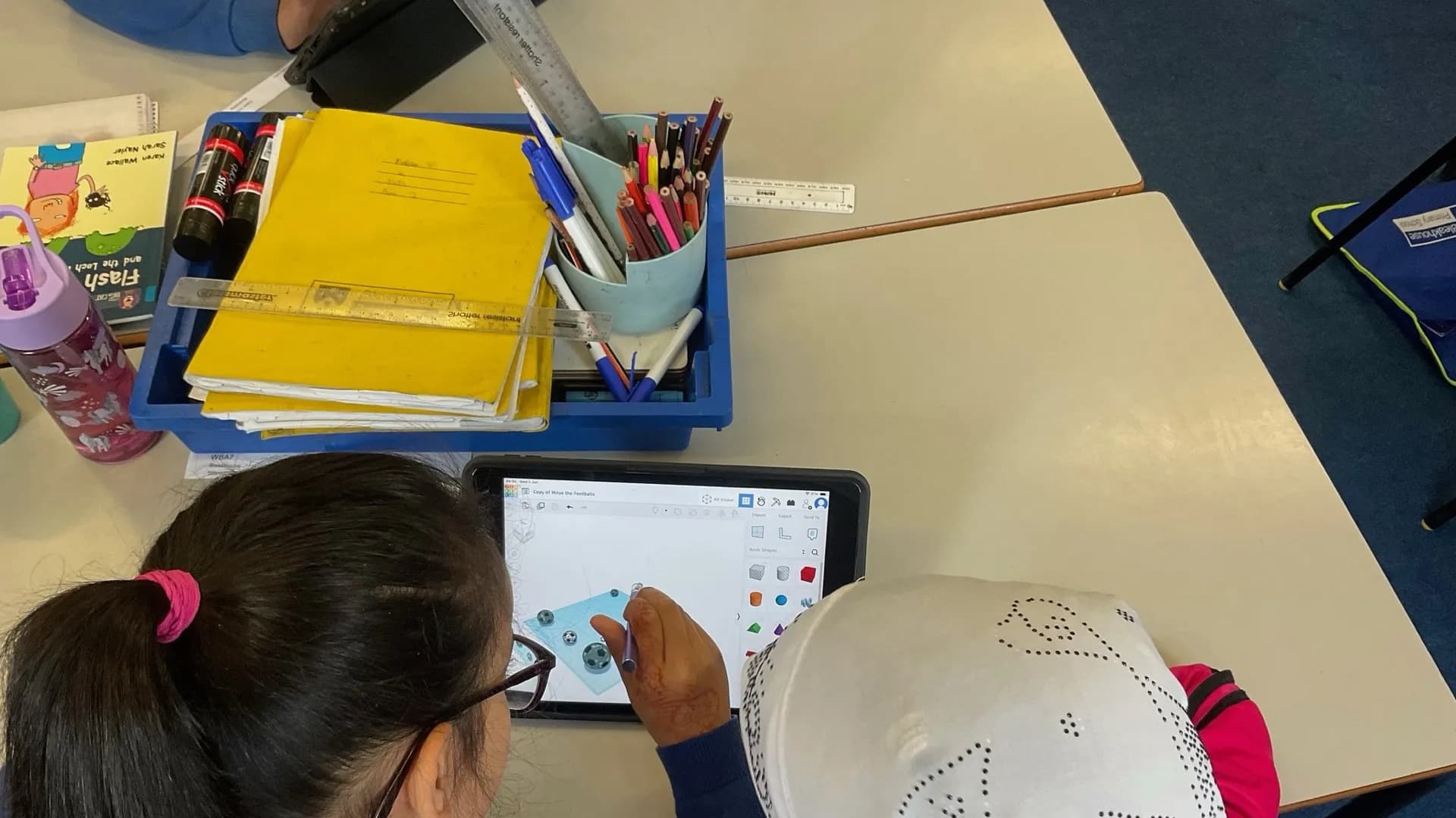 Pupils using CAD software during a 3D design and printing workshop